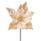 24" Ivory Velvet Poinsettia Stem with Gold Glitter/Sequin Stripe Elegant Christmas Floral Decoration